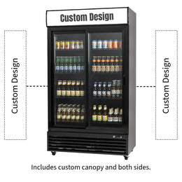Procool Sliding Door Black Display Cooler - 35.3 cu. ft.