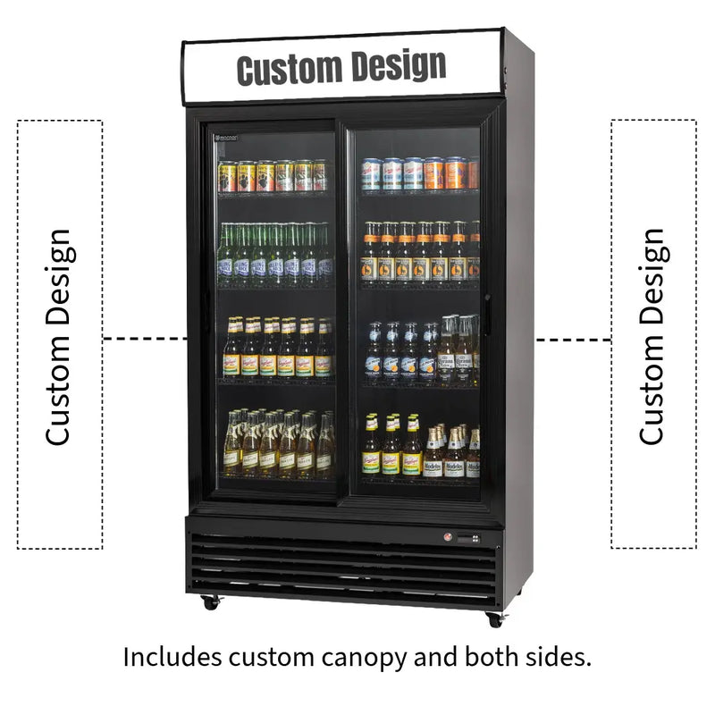 Procool Sliding Door Black Display Cooler - 35.3 cu. ft.