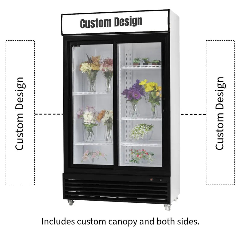 Procool Custom Sliding Door White Flower Cooler - 35.3 cu. ft.