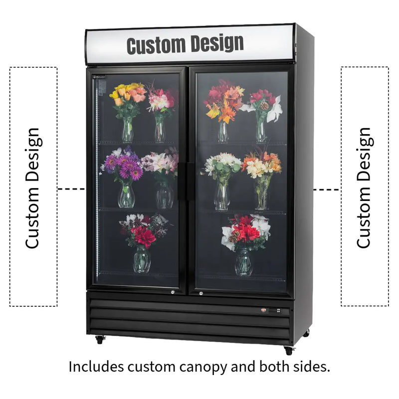Procool Custom 2-Door Black Flower Cooler - 42.9 cu. ft.