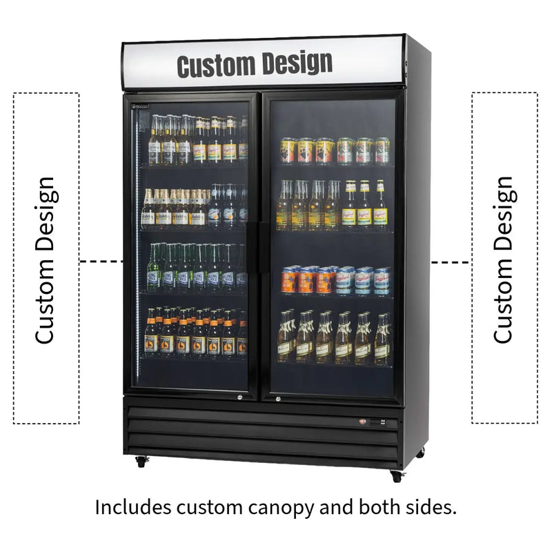 Procool 2-Door Black Display Cooler - 43 Cu. Ft.