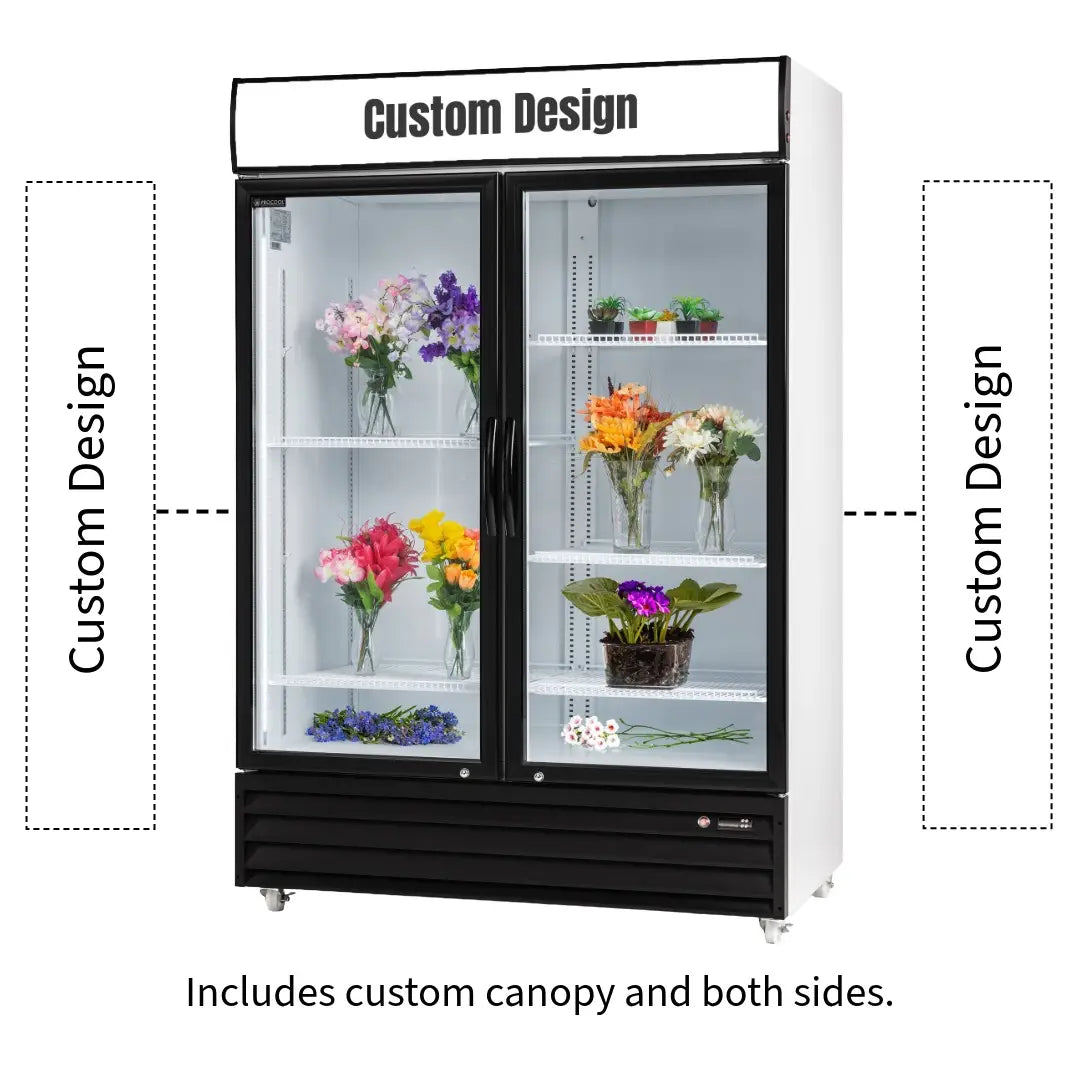 Procool Custom 2-Door Flower White Cooler - 43 Cu. Ft