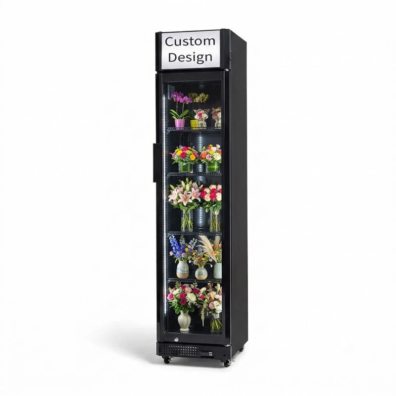 Procool Narrow Custom Black Flower Cooler - 9.4 cu. ft.