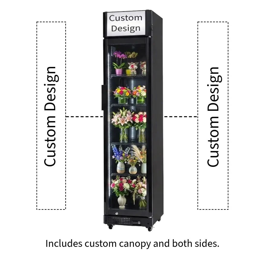 Procool Narrow Custom Black Flower Cooler - 9.4 cu. ft.