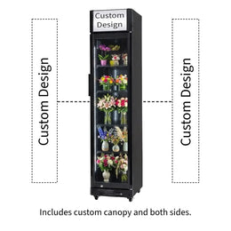 Procool Narrow Custom Black Flower Cooler - 9.4 cu. ft.