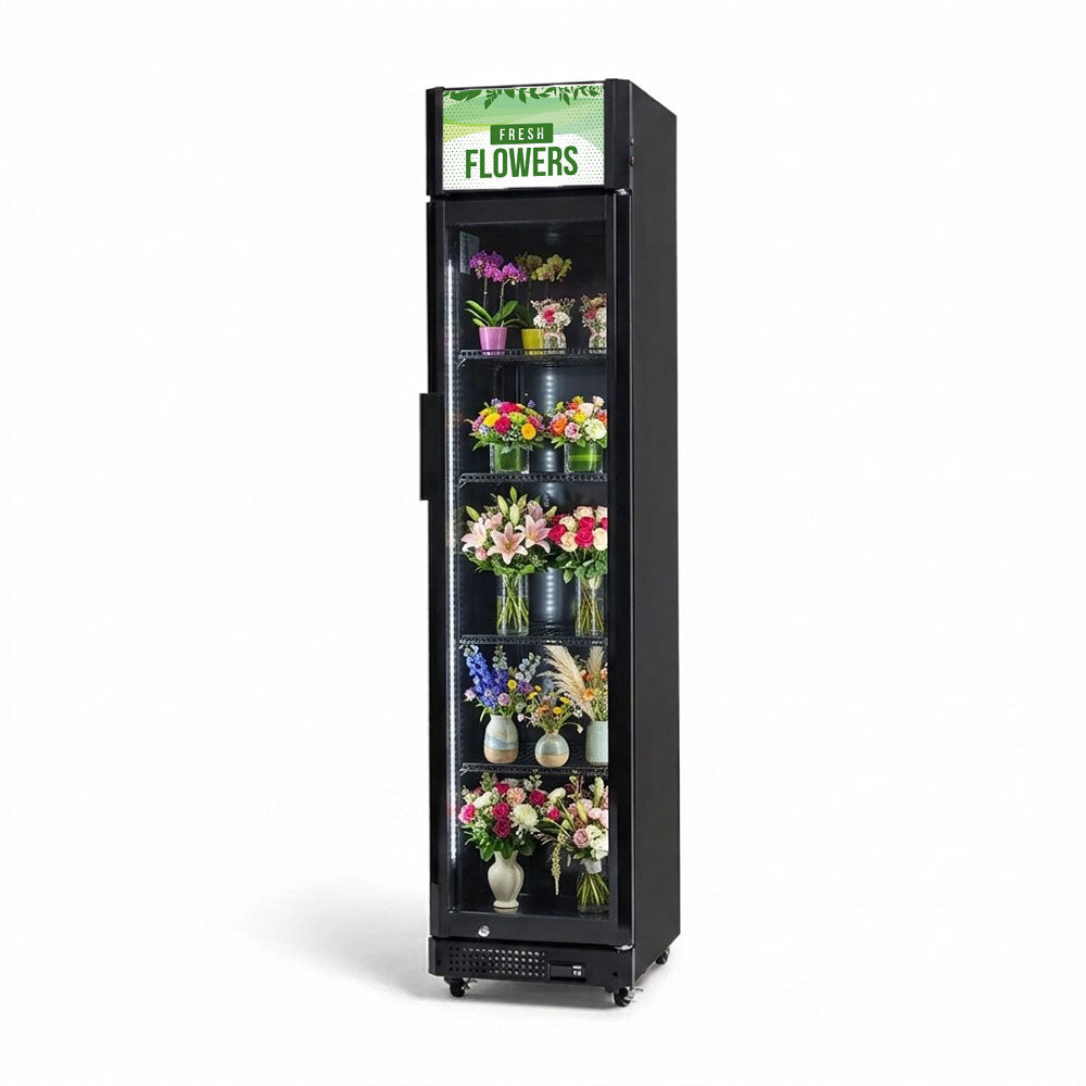 Procool Narrow Flower Black Display Cooler - 9.4 cu. ft.