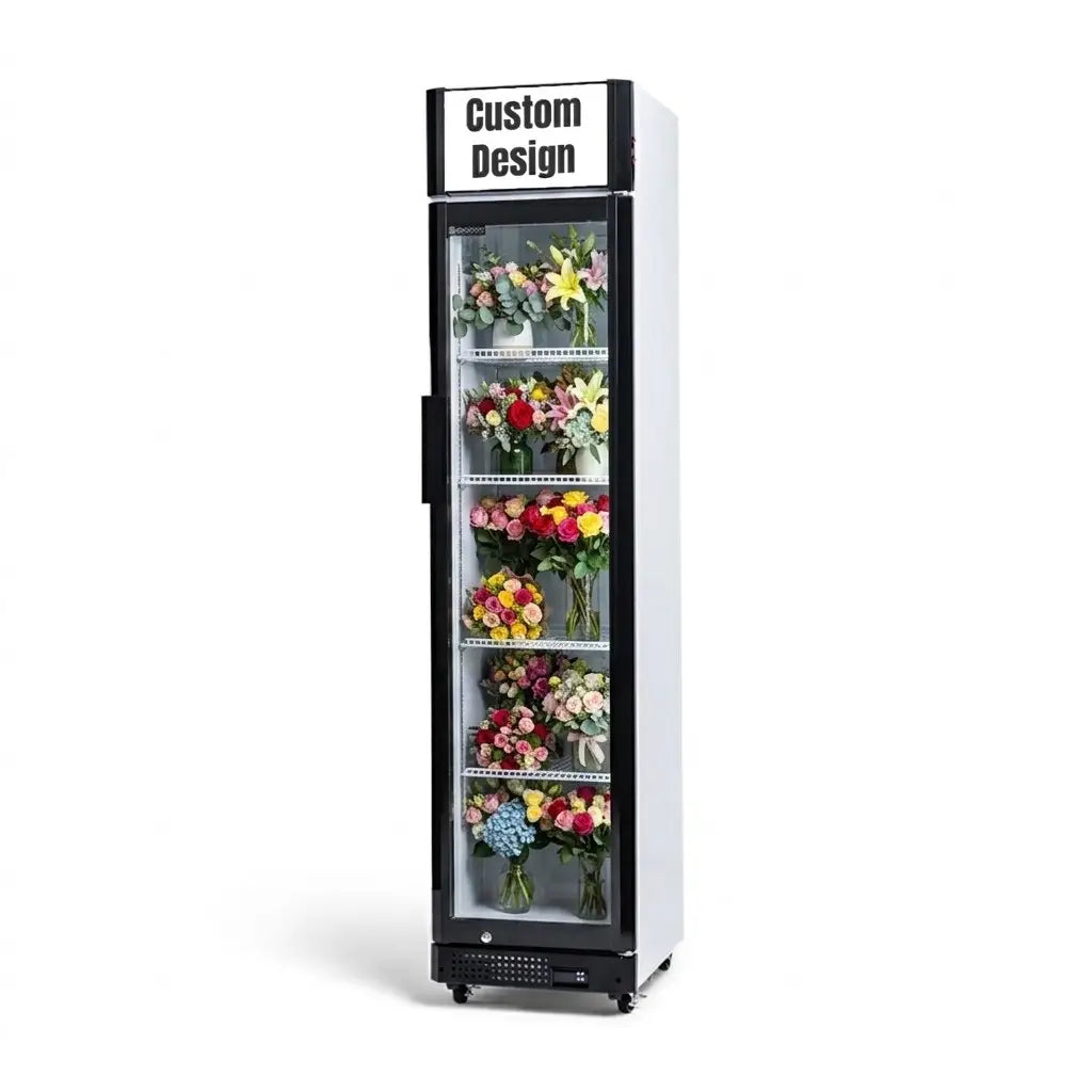 Procool Narrow Custom White Flower Cooler - 9.4 cu. ft.