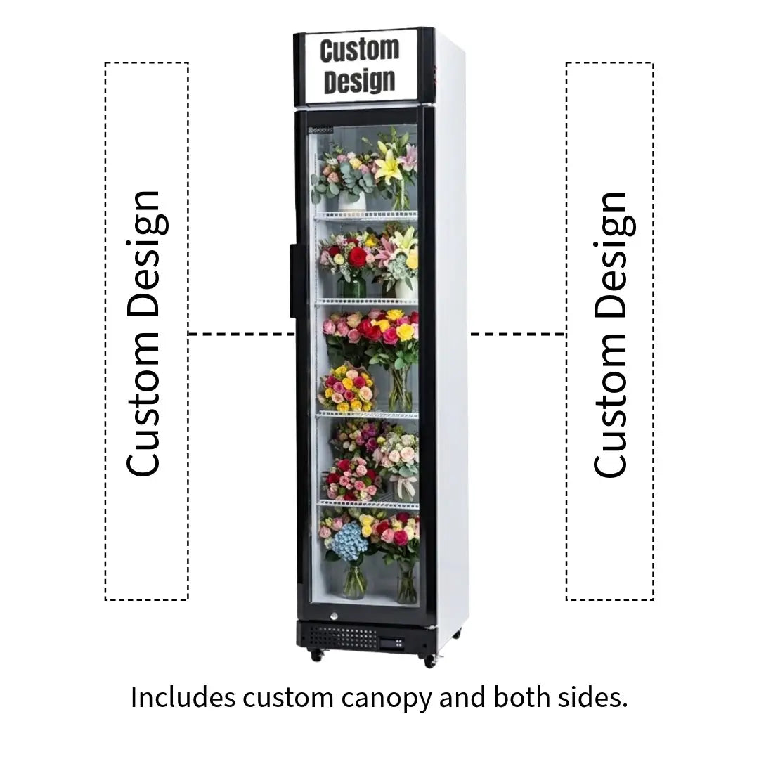 Procool Narrow Custom White Flower Cooler - 9.4 cu. ft.