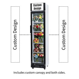 Procool Narrow Custom White Flower Cooler - 9.4 cu. ft.