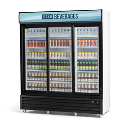 Procool High Efficiency Triple Sliding Door White Display Cooler - 21 cu. ft.