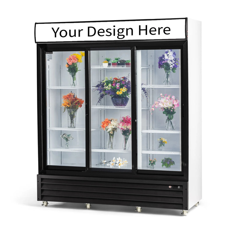Procool Triple Sliding Door White Custom Flower Cooler - 53 cu. ft.
