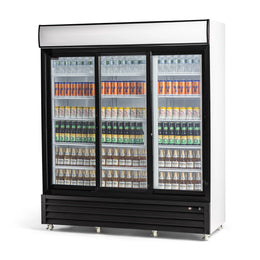 Procool High Efficiency Triple Sliding Door White Display Cooler - 21 cu. ft.
