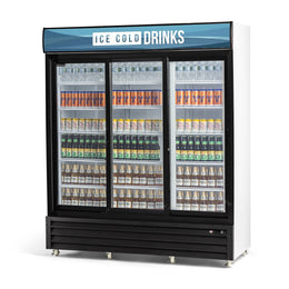 Procool High Efficiency Triple Sliding Door White Display Cooler - 21 cu. ft.
