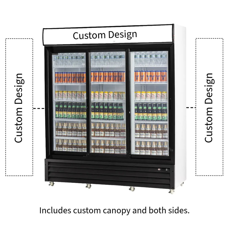 Procool High Efficiency Triple Sliding Door White Display Cooler - 53 cu. ft.