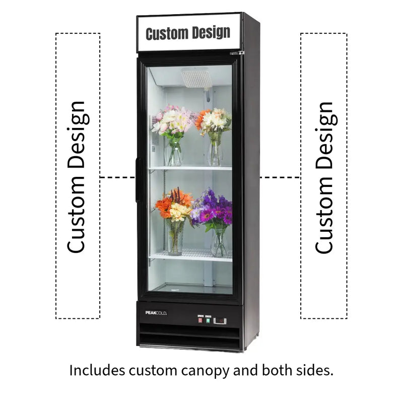 PeakCold Upright Custom Flower Display Cooler - 14 cu. ft.