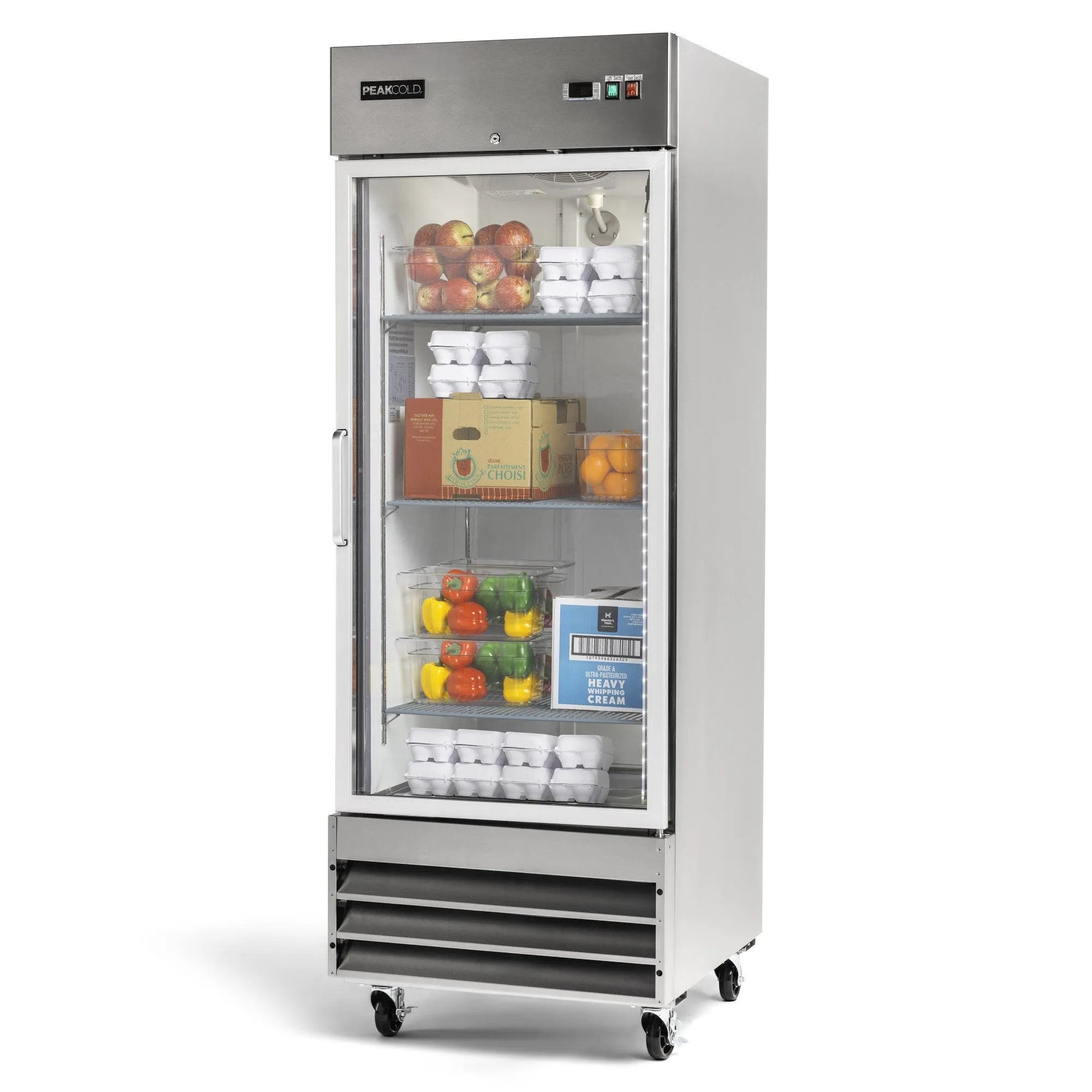 PeakCold Glass Door Upright Commercial Refrigerator