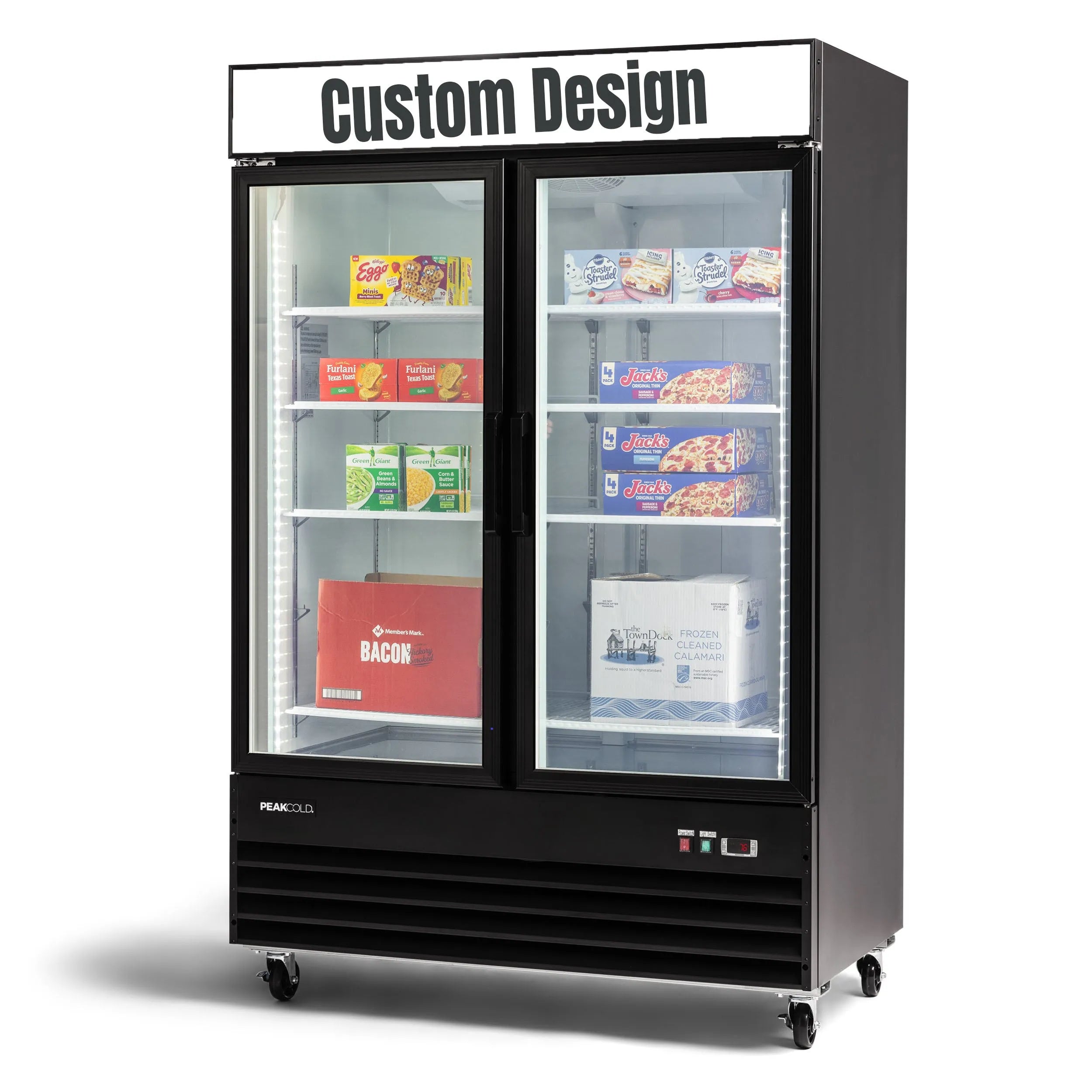 PeakCold 2 Door Upright Display Freezer - 45 CU Ft.-Retail Display Freezers-IM45MF2-FF-3