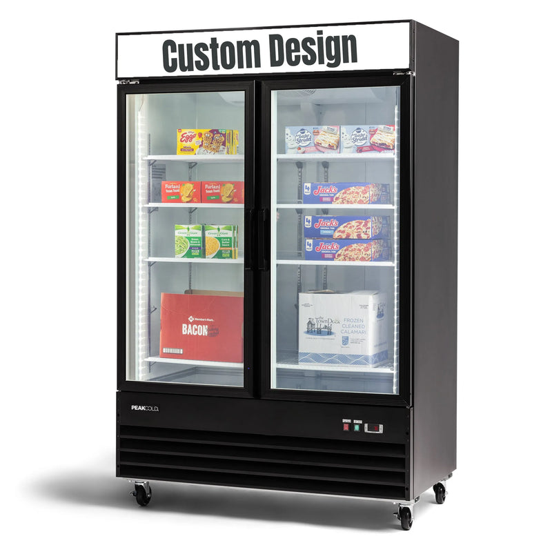 PeakCold 2 Door Upright Display Freezer - 45 CU Ft.