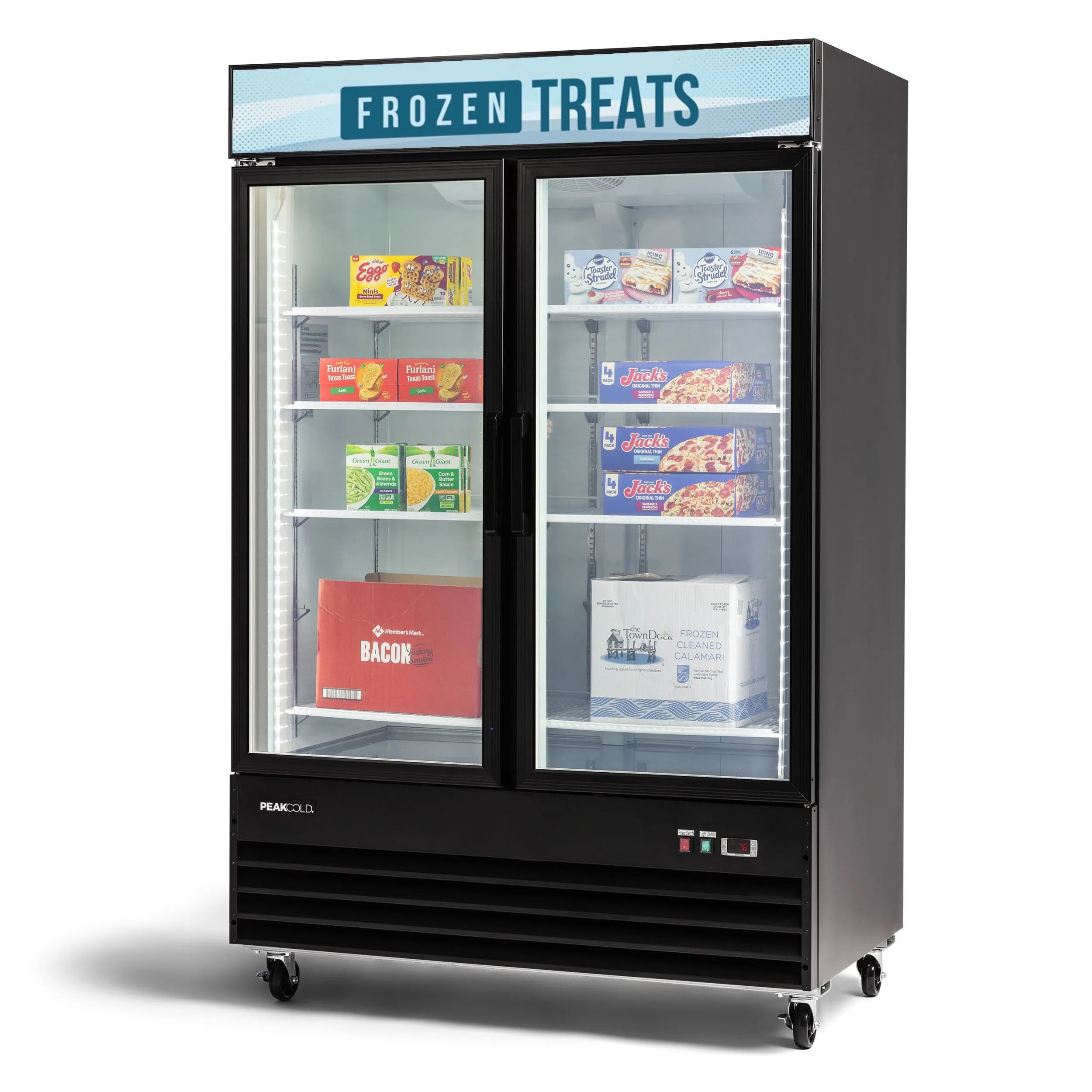 PeakCold 2 Door Upright Display Freezer - 45 CU Ft.-Retail Display Freezers-IM45MF2-FT-4