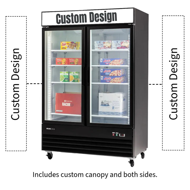 PeakCold 2 Door Upright Display Freezer - 45 CU Ft.