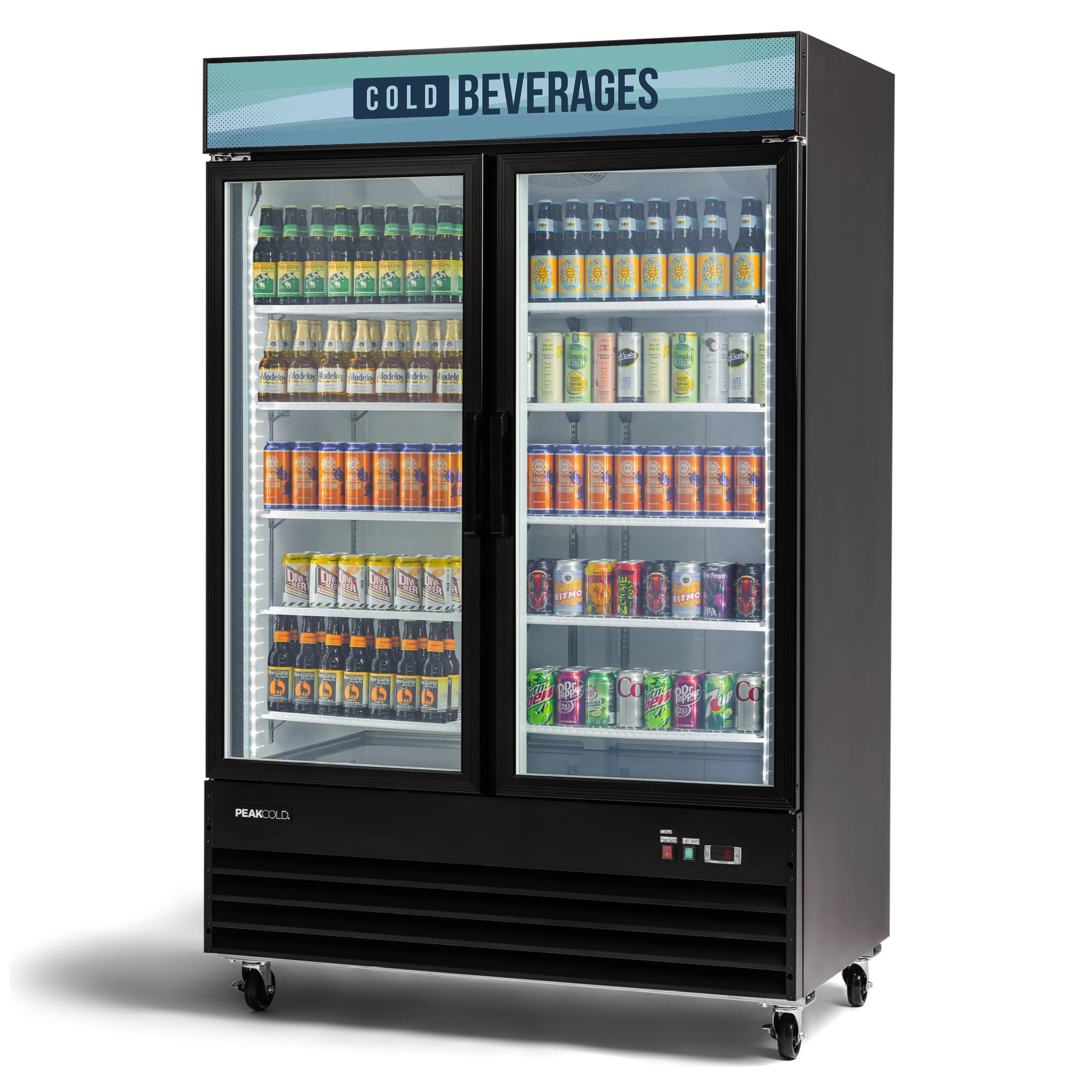 PeakCold Sliding 2 Door Upright Display Cooler - 45 CU Ft.-Retail Display Coolers-IM45MRS2-7