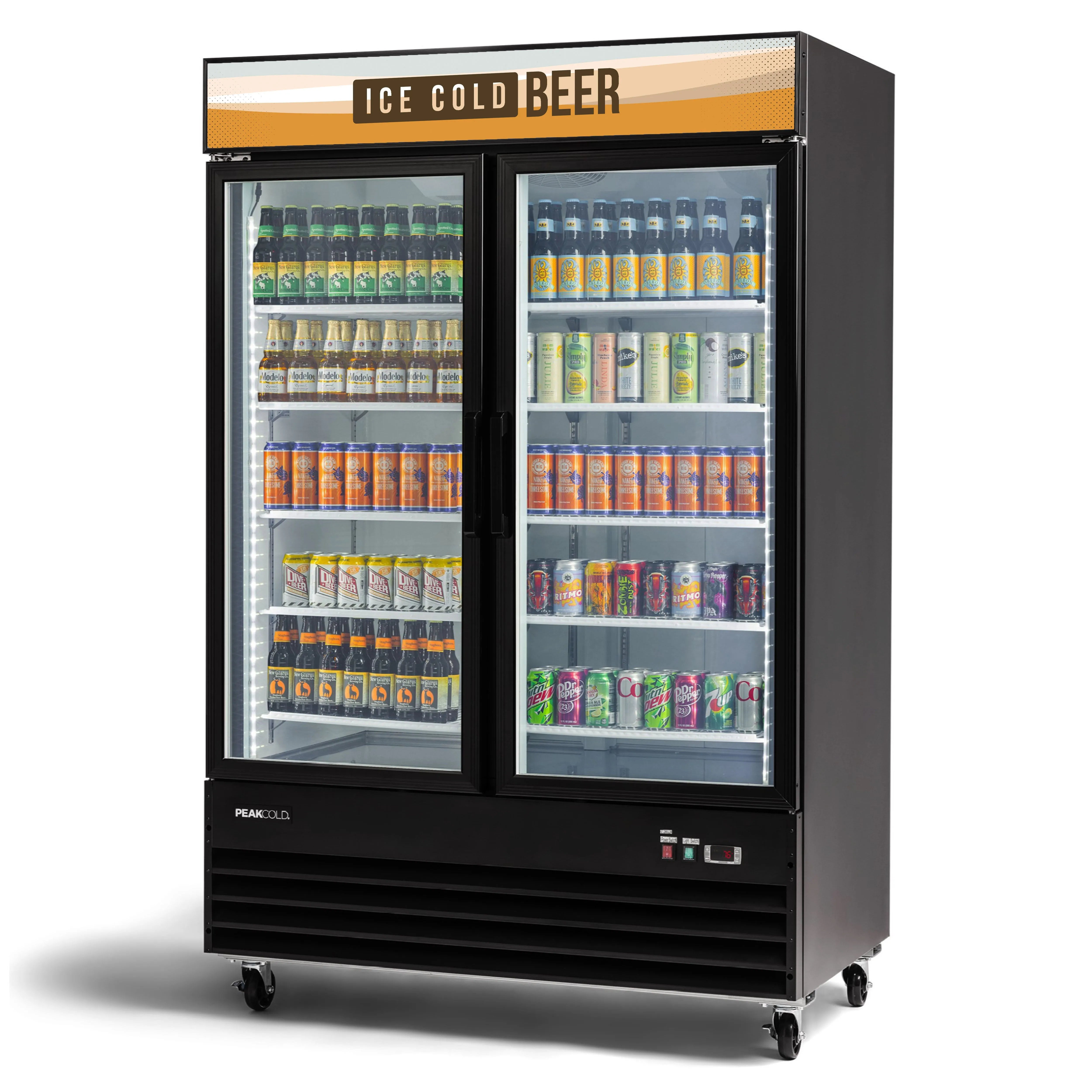 PeakCold Sliding 2 Door Upright Display Cooler - 45 CU Ft.-Retail Display Coolers-IM45MRS2-9