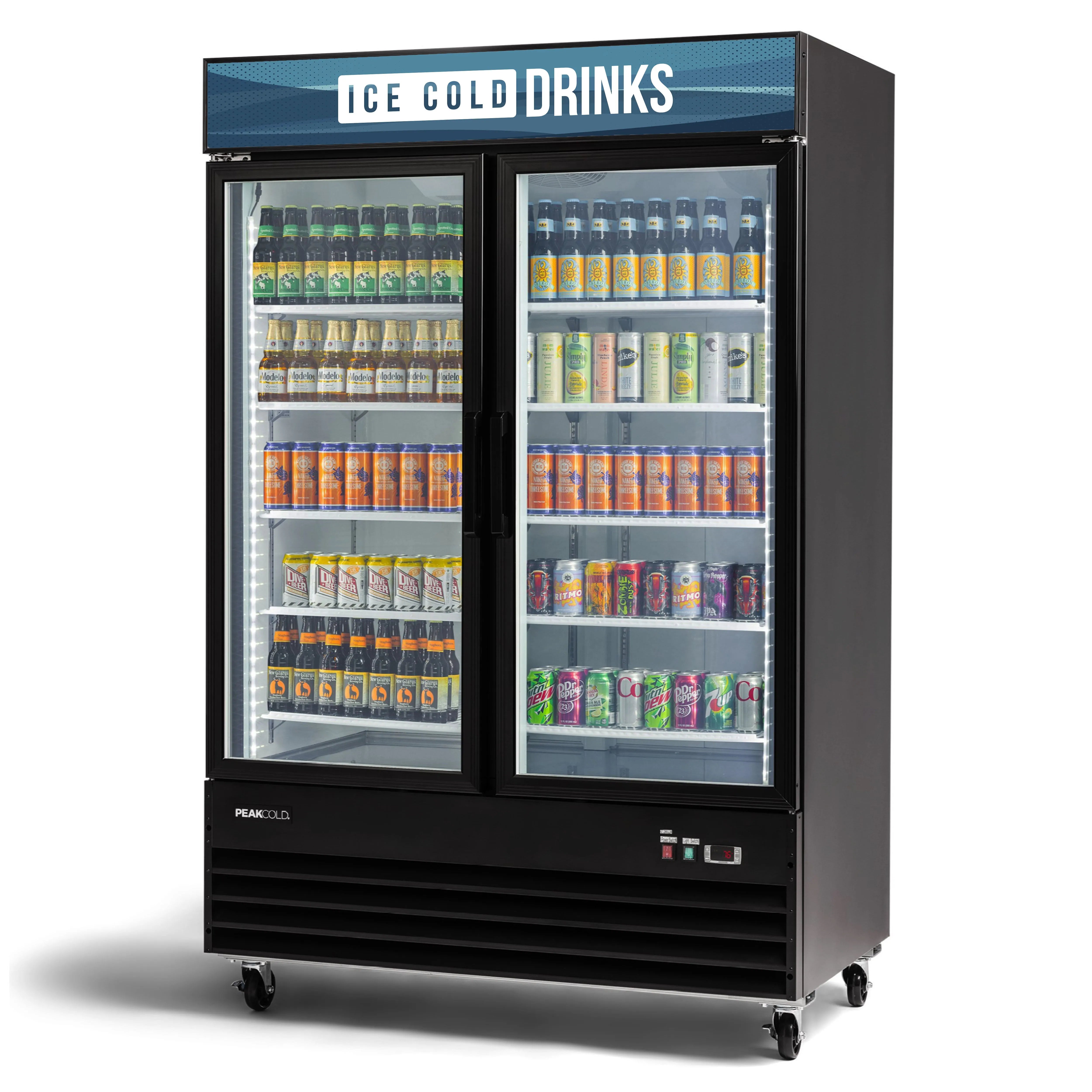 PeakCold Sliding 2 Door Upright Display Cooler - 45 CU Ft.-Retail Display Coolers-IM45MRS2-10