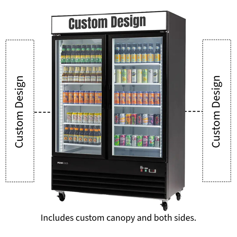 PeakCold 2 Door Upright Display Cooler - 45 CU Ft.