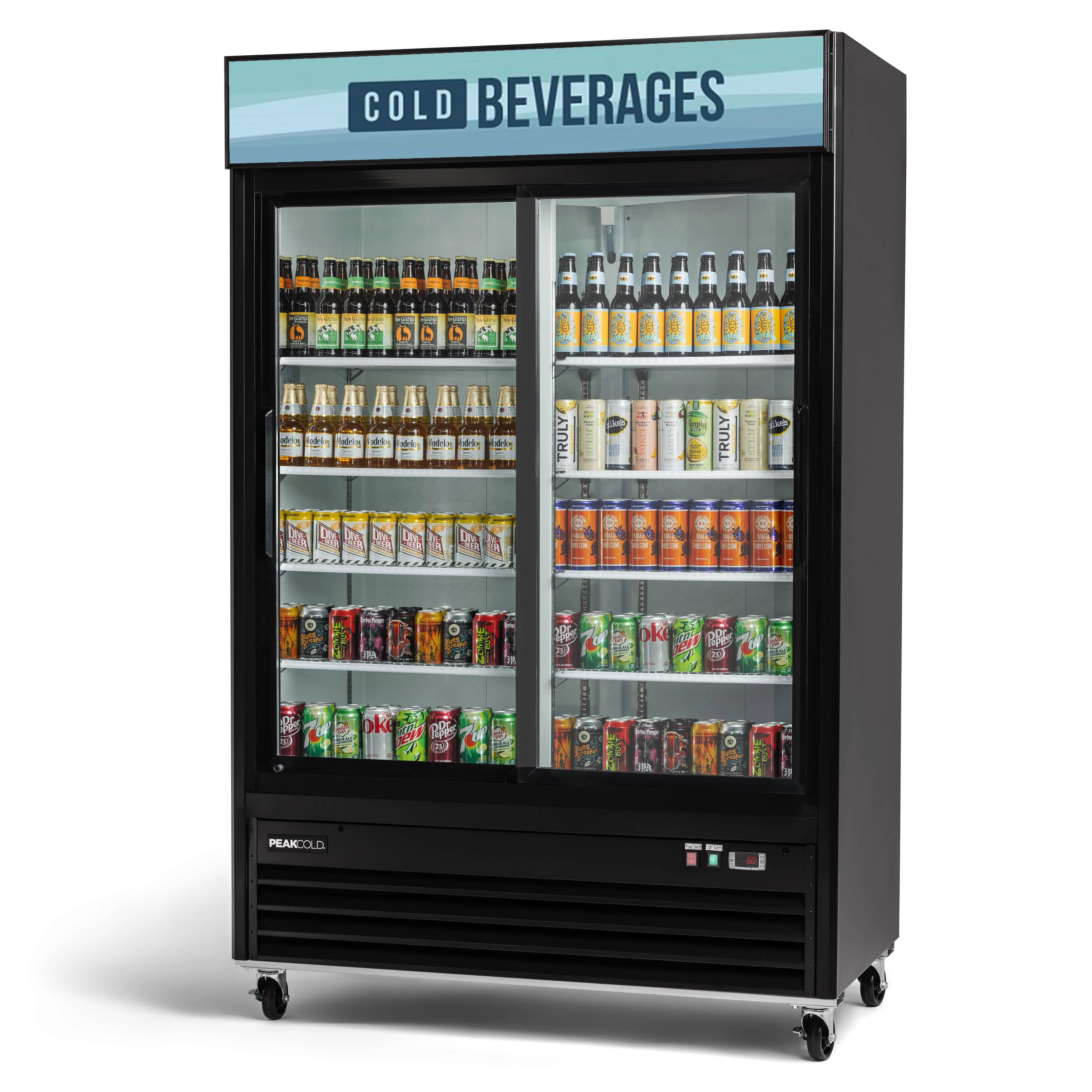 PeakCold Sliding 2 Door Upright Display Cooler - 45 CU Ft.-Retail Display Coolers-IM45MRS2-8