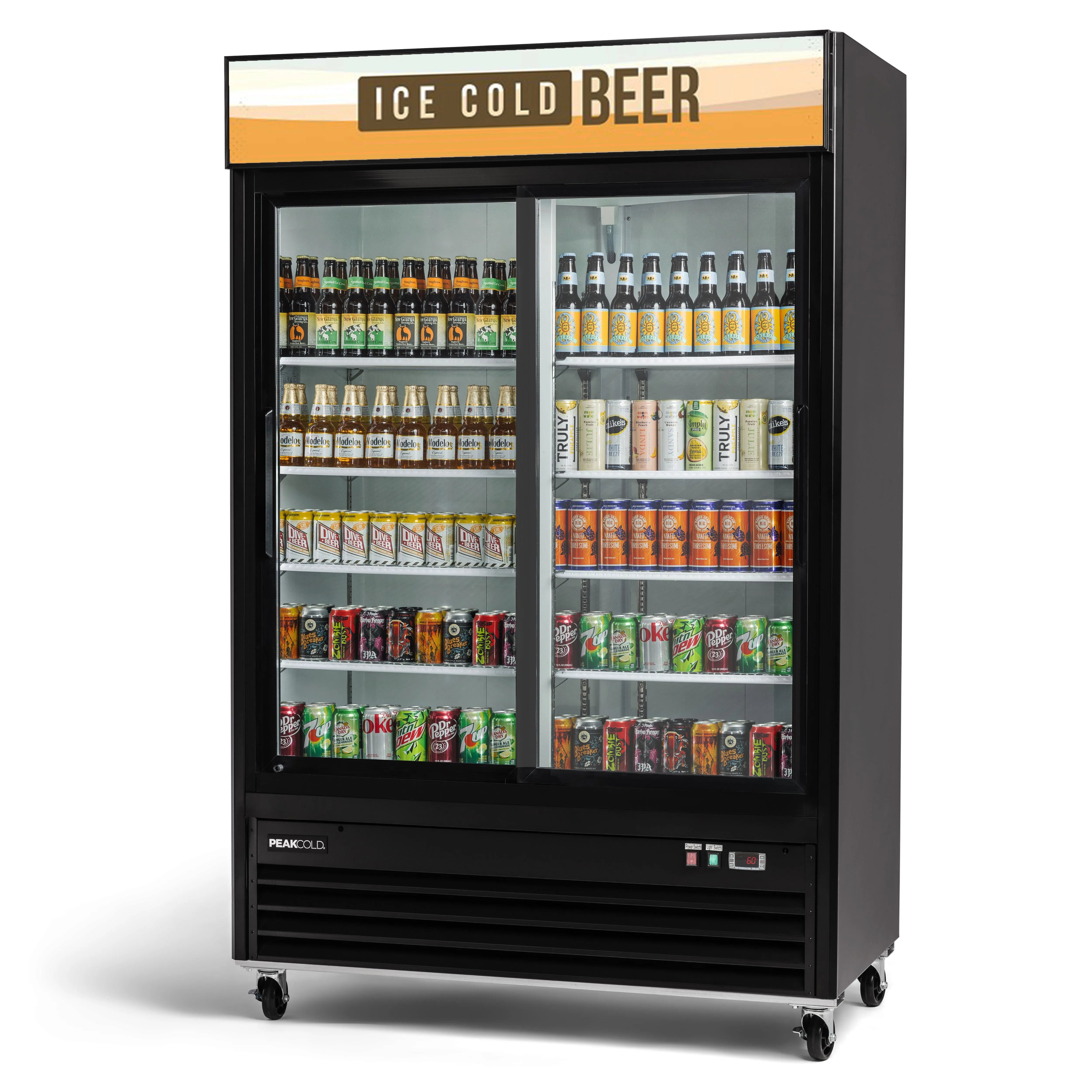 PeakCold Sliding 2 Door Upright Display Cooler - 45 CU Ft.-Retail Display Coolers-IM45MRS2-9