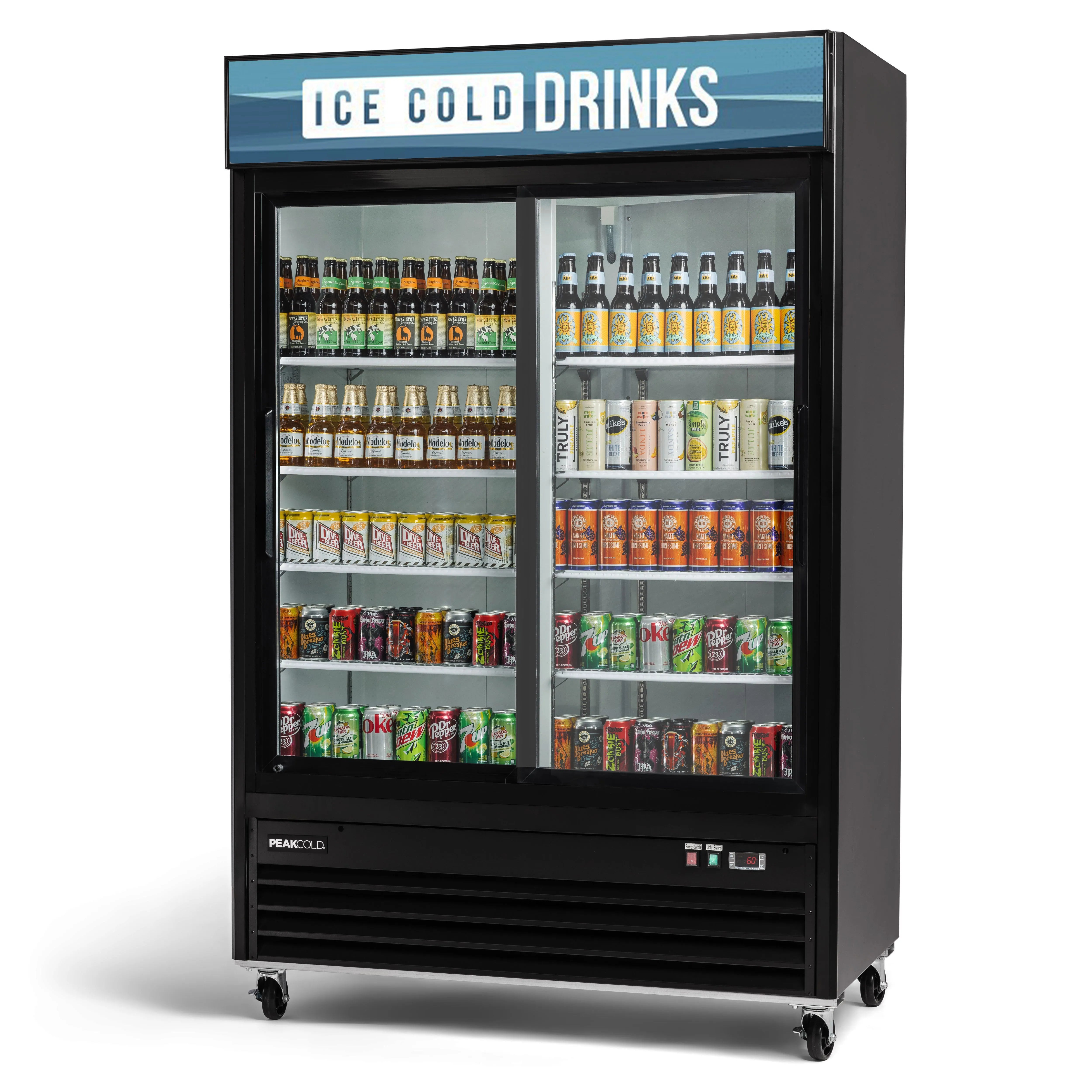 PeakCold Sliding 2 Door Upright Display Cooler - 45 CU Ft.-Retail Display Coolers-IM45MRS2-7