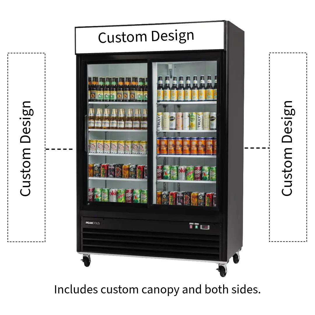 PeakCold Sliding 2 Door Upright Display Cooler - 45 CU Ft.