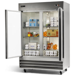 PeakCold 2-Door Stainless Steel Commercial Refrigerator - 47 cu. ft.