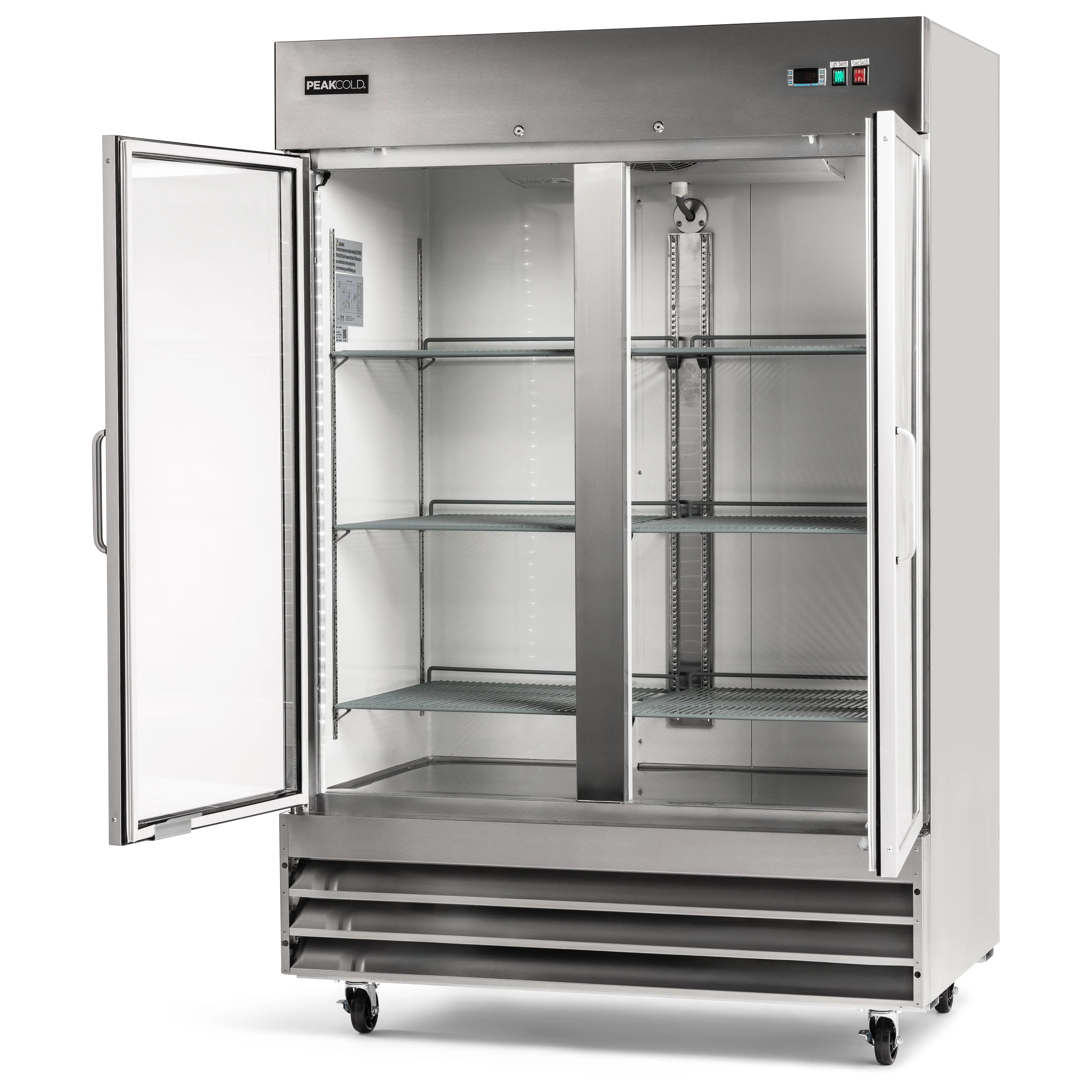 PeakCold Glass Door Upright Commercial Refrigerator
