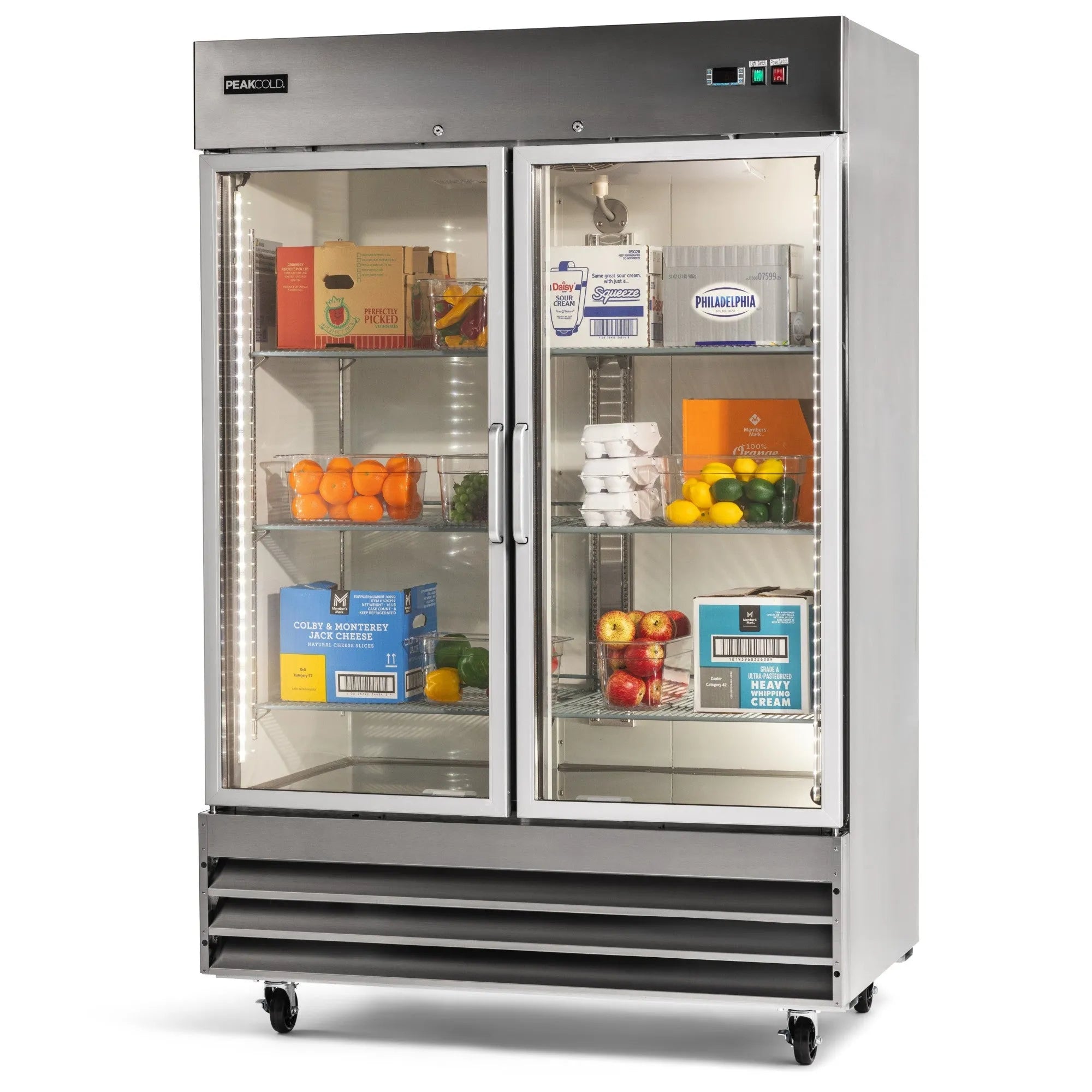 PeakCold Glass Door Upright Commercial Refrigerator