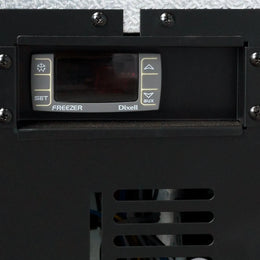 Control panel of a freezer with 'Dixell' branding on a metallic background