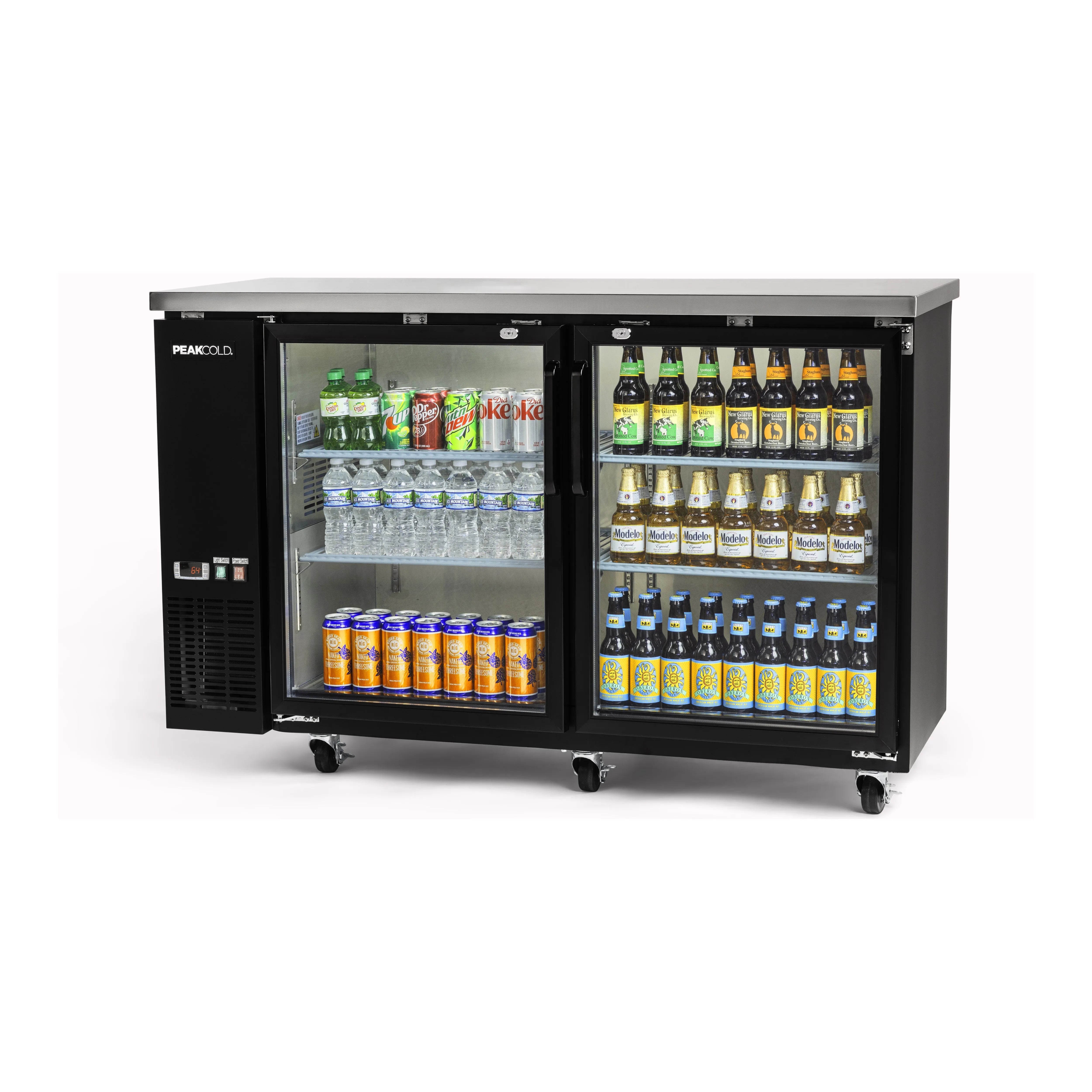 PeakCold 2-Door Back Bar Cooler - 60"-Back Bar Coolers-IM60NBBG2-B