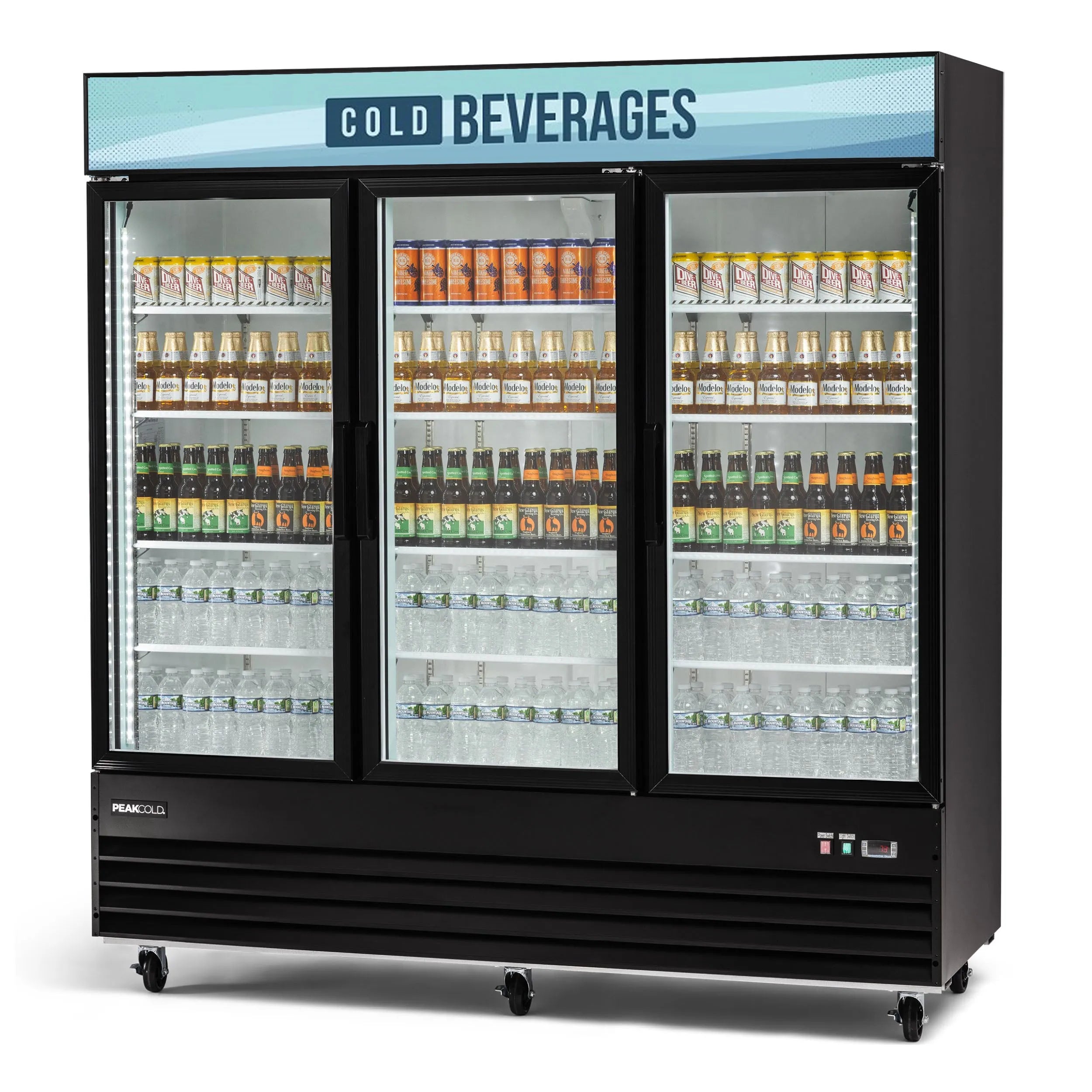 PeakCold 3 Door Upright Display Cooler - 57.5 CU Ft.-Retail Display Coolers-IM72MR3-8