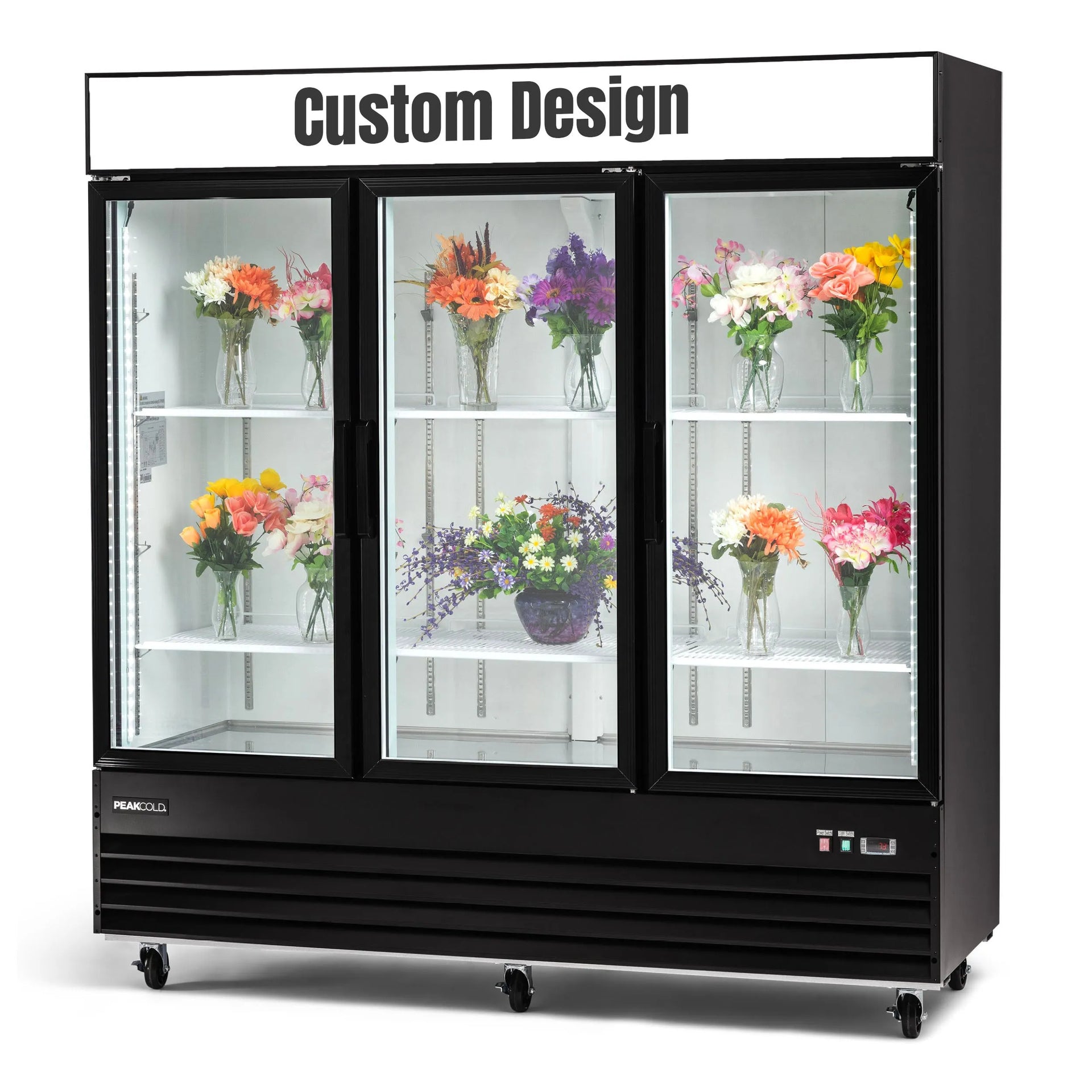 3 Door Custom Floral Cooler for Sale: PeakCold Display Fridge