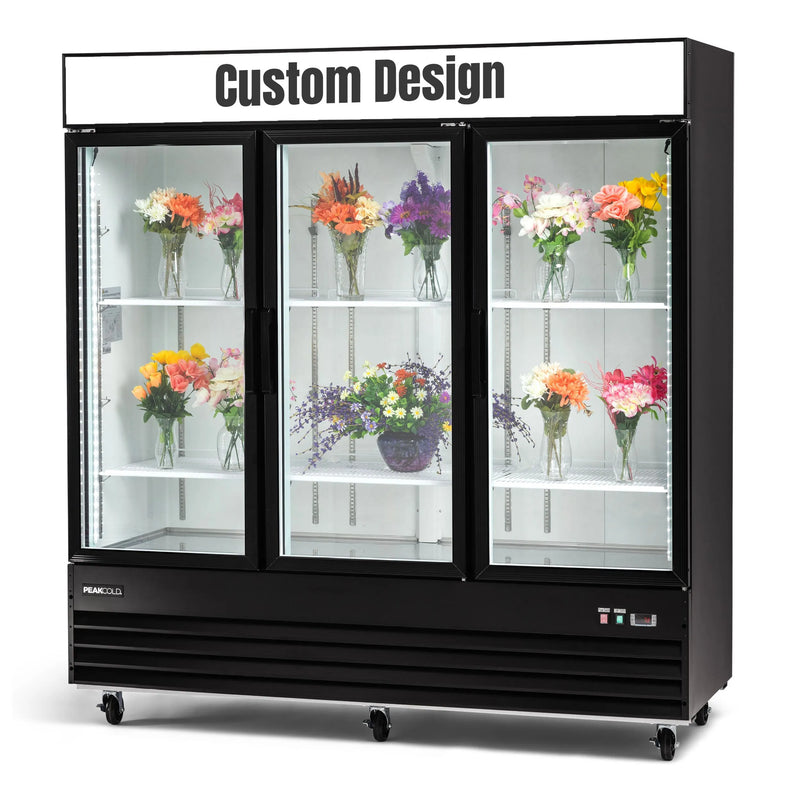 PeakCold 3 Door Custom Floral Display Cooler - 57.5 cu. ft.
