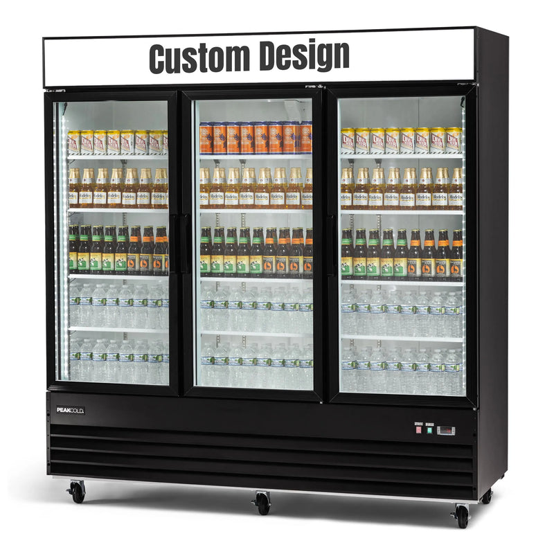 PeakCold 3 Door Upright Display Cooler - 57.5 CU Ft.