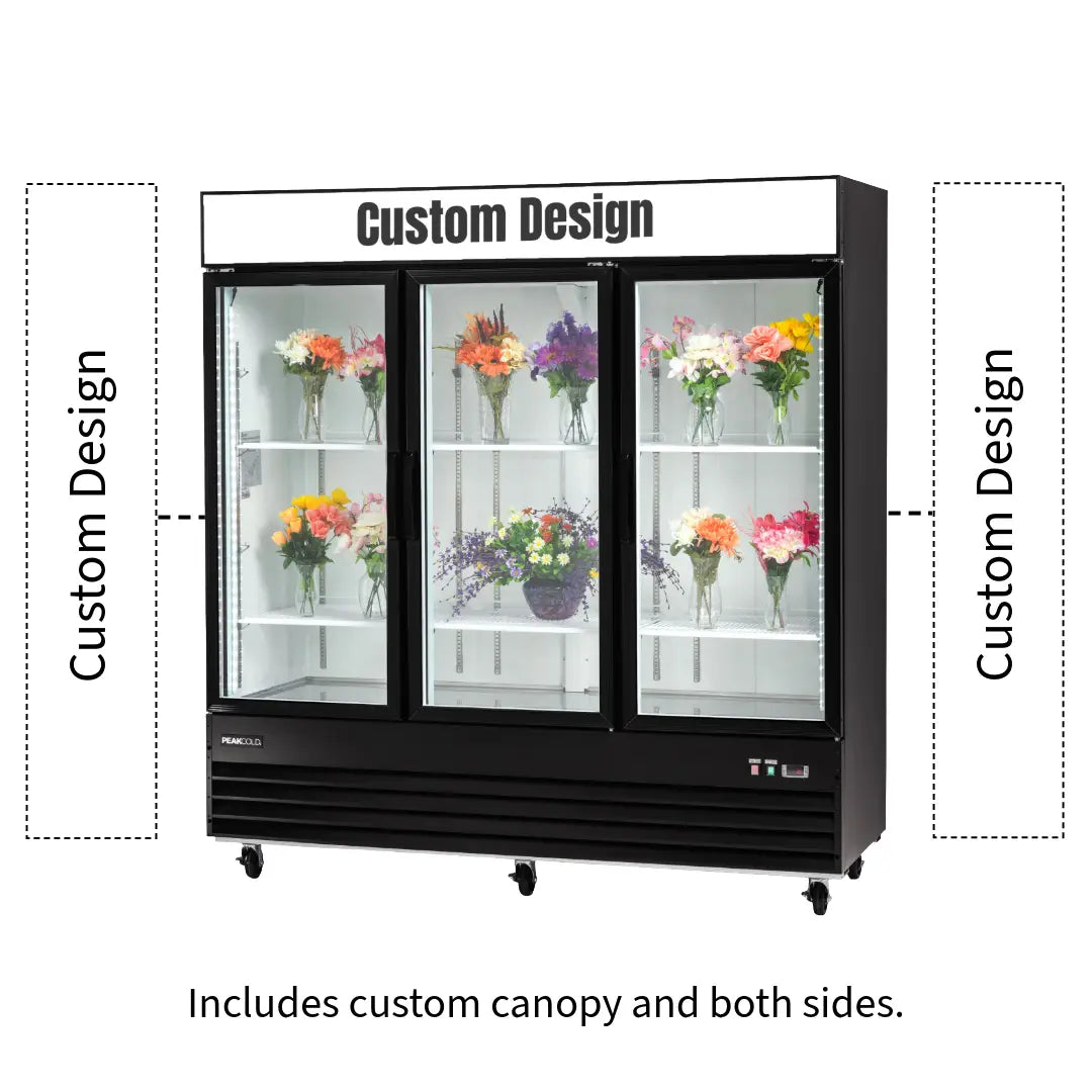 PeakCold 3 Door Custom Floral Display Cooler - 57.5 cu. ft.