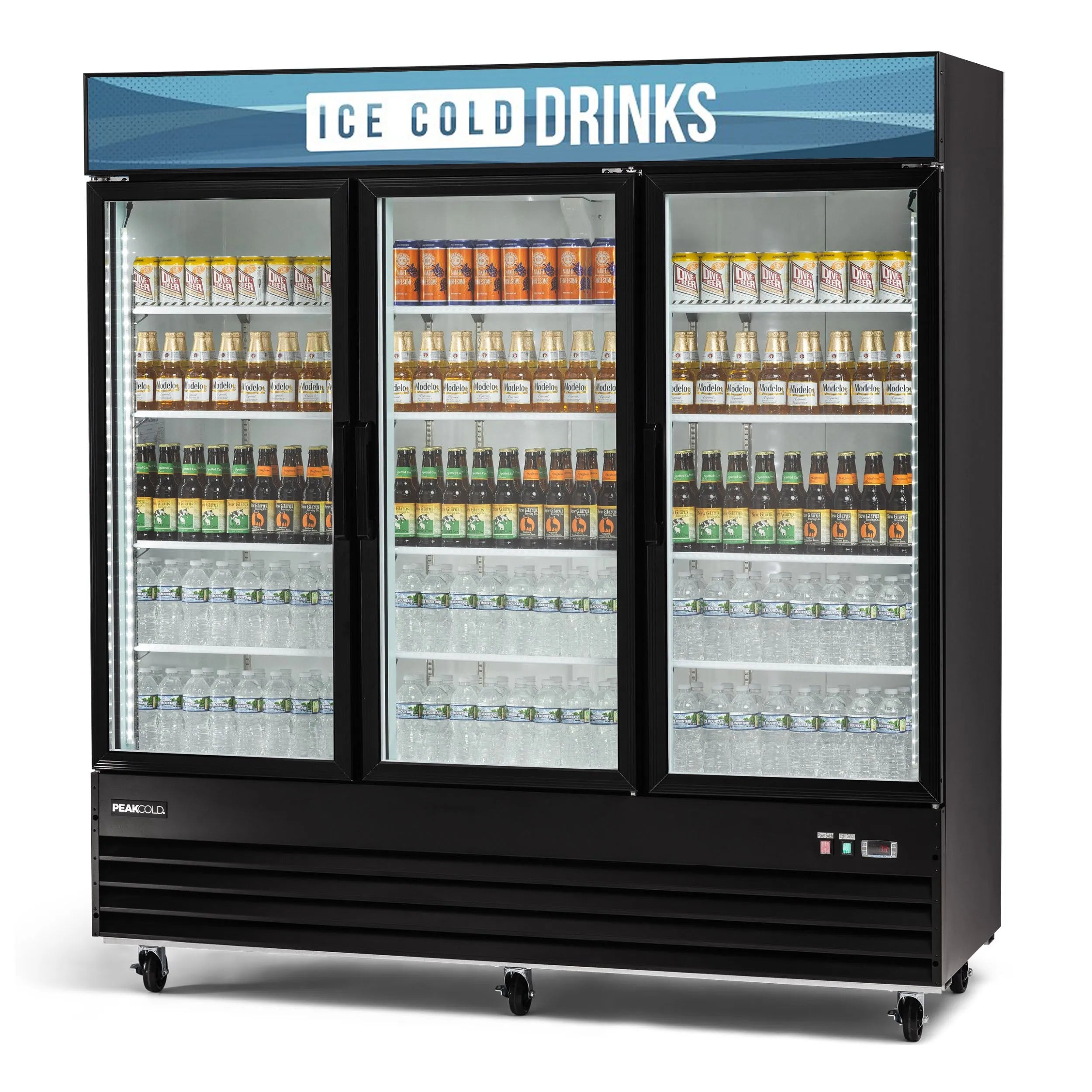 PeakCold 3 Door Upright Display Cooler - 57.5 CU Ft.-Retail Display Coolers-IM72MR3-6