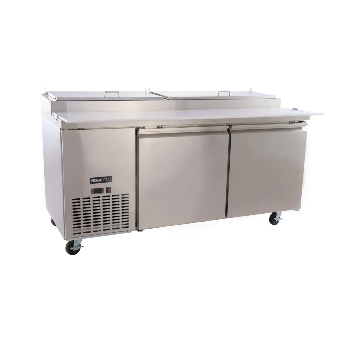 PeakCold 2 Door Pizza Prep Table 71″; Refrigerated Stainless Steel