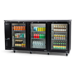 PeakCold 3-Door Back Bar Cooler - 90"-Back Bar Coolers-IM90BBG3-B