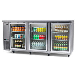 PeakCold Stainless Steel 3-Door Back Bar Cooler - 90"-Back Bar Coolers-IM90BBG3-S
