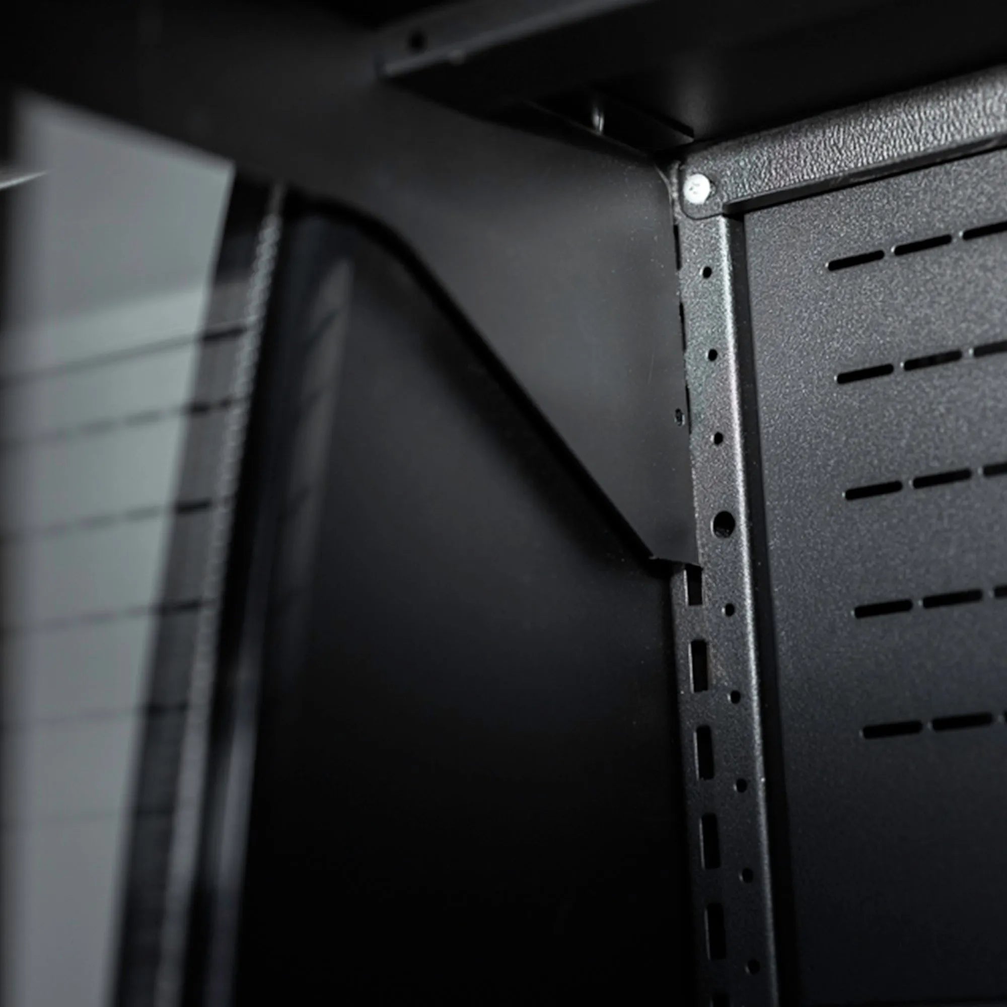 Close-up of adjustable shelf bracket