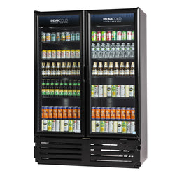 PeakCold Plus 2-Door Black Display Cooler - 41.7 Cu. Ft.