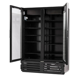 PeakCold Plus 2-Door Black Display Cooler - 41.7 Cu. Ft.