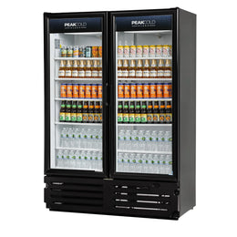 PeakCold Plus 2-Door Black Display Cooler - 41.7 CU Ft.